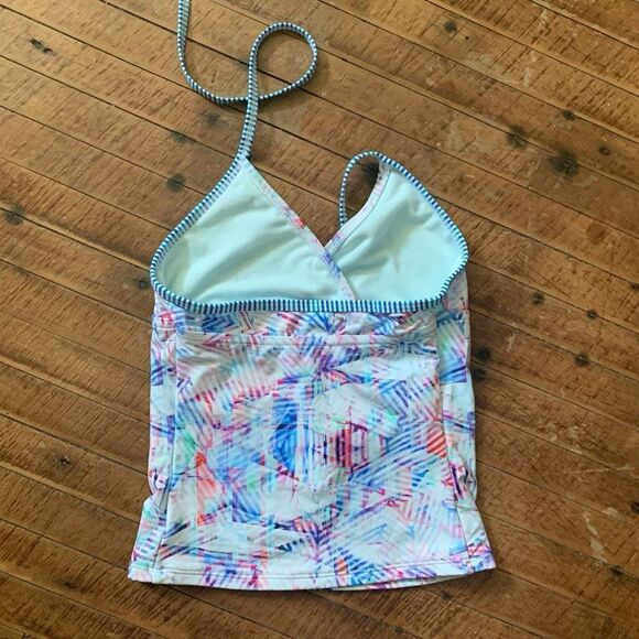 Athleta Girl watercolor halter tie 8-10 swim tankini top - Picture 2 of 3